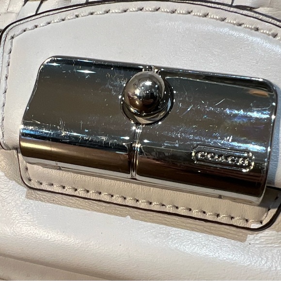 Coach Kristin Woven Leather Round Hobo Satchel - Picture 8 of 14